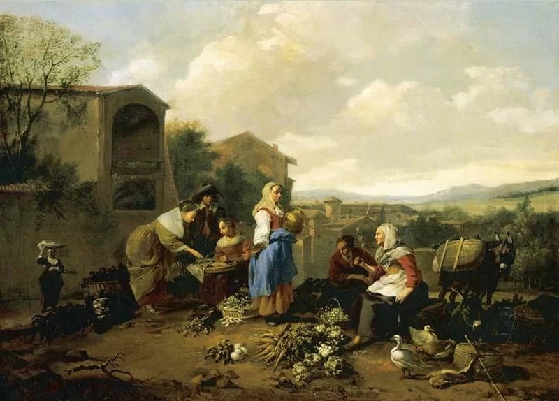 Scena di un mercato italiano